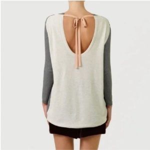 ARITZIA BABATON Silk & Cashmere Bailey Open Back Sweater w/ Bow Detail